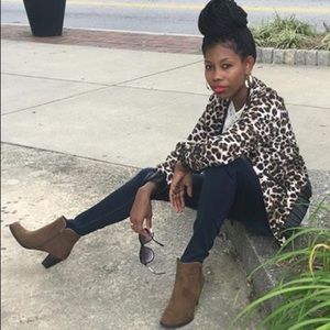 Faux suede khaki booties